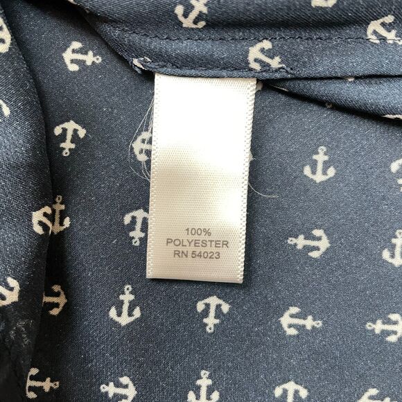 Banana Republic Blouse Top Womens 2 Navy Blue Nautical Sleeveless Button Up - Picture 6 of 11